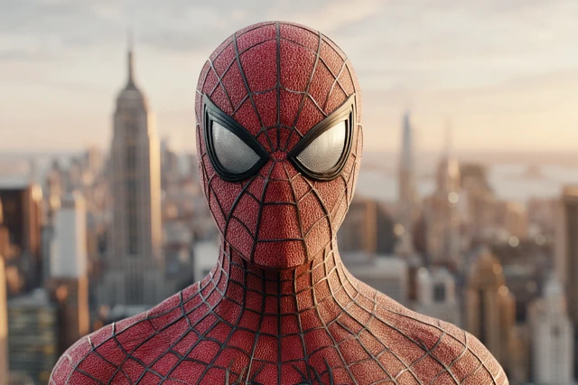 SpiderMan on Rooftop Cinematic Shot