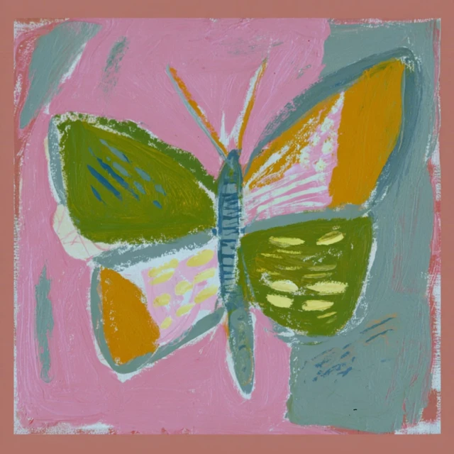Abstract Butterfly Painting in Pastel Colors
