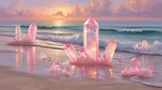 Beach Crystals Dusk Landscape Pastel Colors