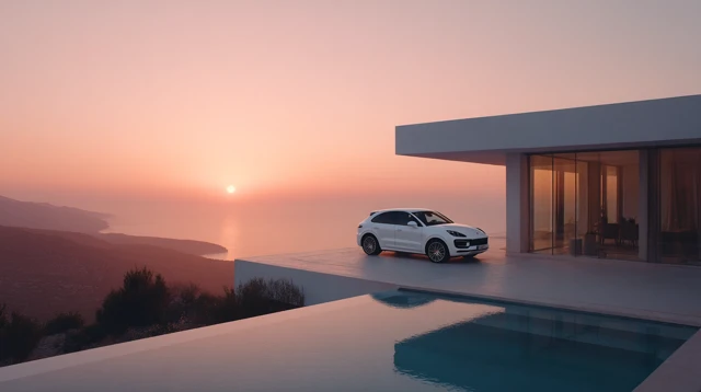 Porsche Macan by the Sea Luxury Sunset View