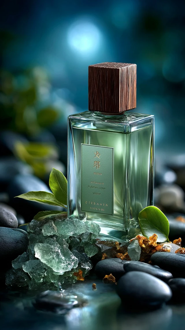 Tea Scented Perfume: Exquisite Glass and Wood Design