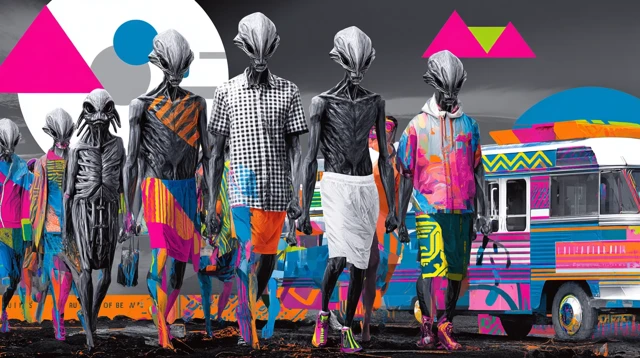 Alien Parade Marching to Burger Joint Art