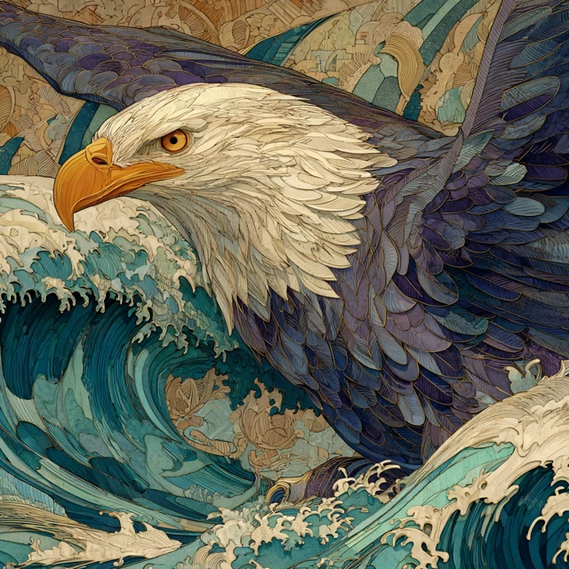 Eagle in Paper Quilling Art Action Packed Scene