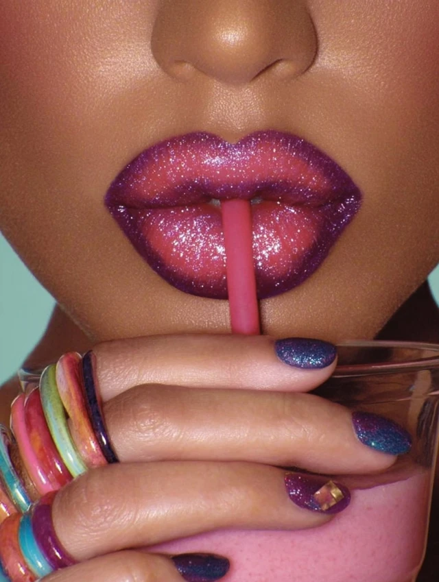 Glamorous Lips and Nails Fashion Beauty
