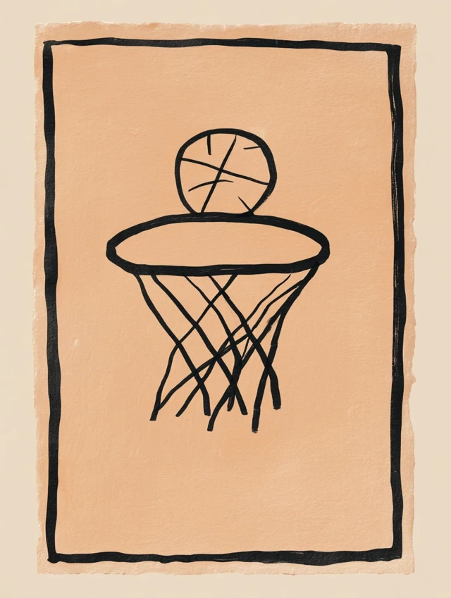 Basketball Hoop Minimalist Ink Sketch