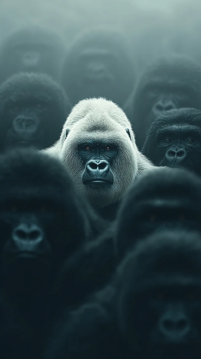 White Gorilla Stands Out Power and Individuality