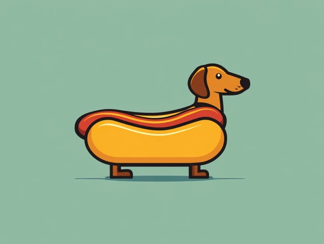 Dachshund Dog Hotdog Minimalist Logo Design