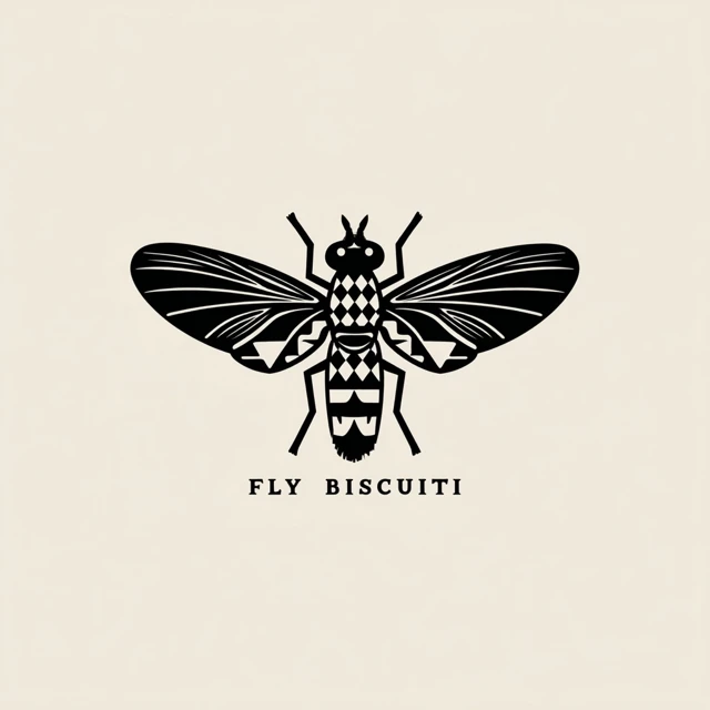 Fly Biscuit Logo Design Black and White Retro