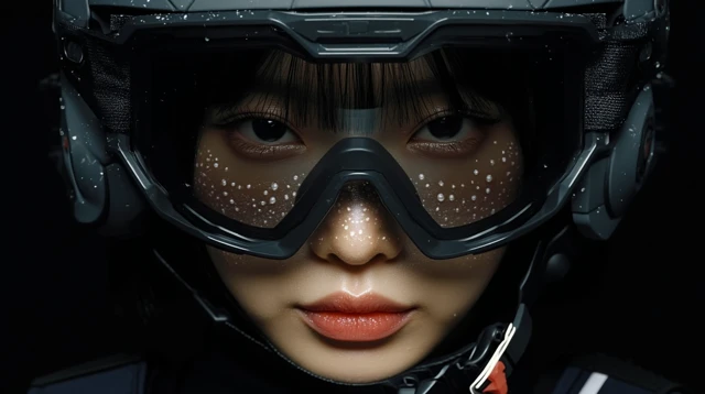 Korean Girl in Tactical Gear Portrait Close Up
