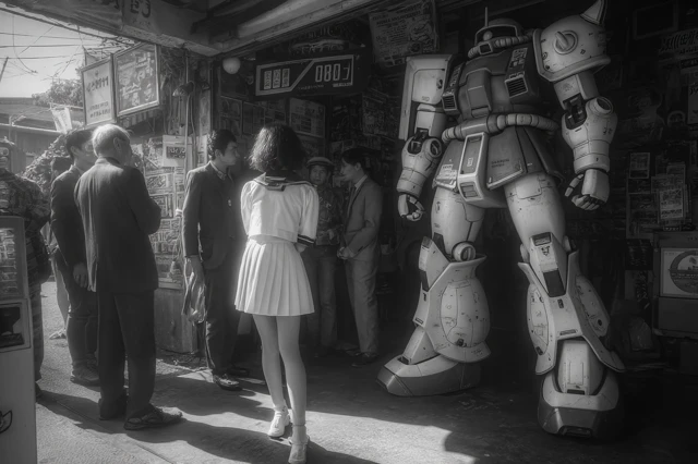 Tokyo Street Scene Girl Robot 1985