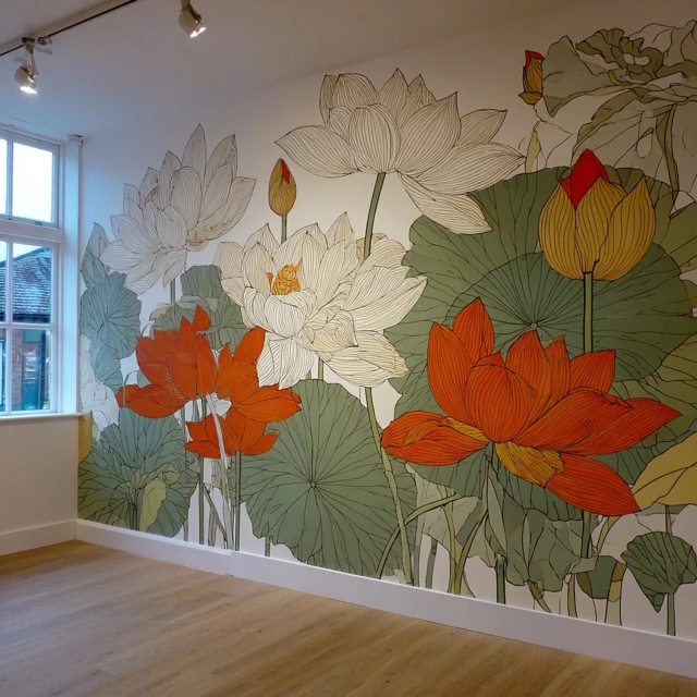 Lotus Flower Mural for Yoga Studio