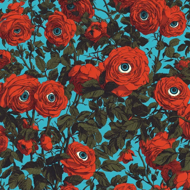 Surreal Rose Eyeball Pattern Pop Art