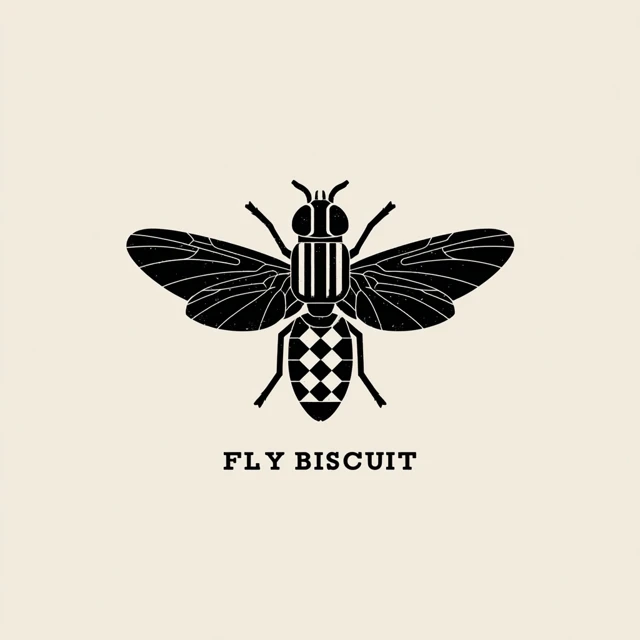 Fly Biscuit Logo Design Black and White Retro