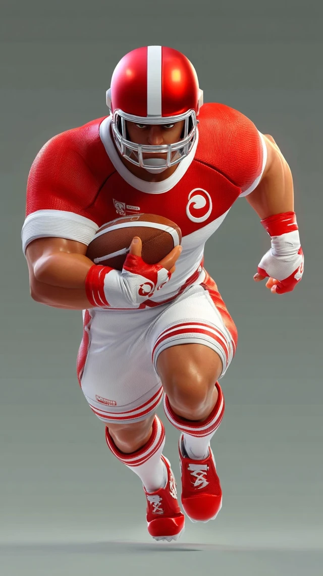 3D Rugby Player Sprinting with the Ball