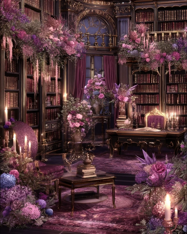 Dreamy Fantasy Mansion Library Interior Design
