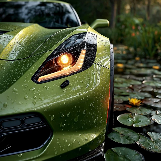 2015 Chevrolet Corvette Green Water Droplets Automotive