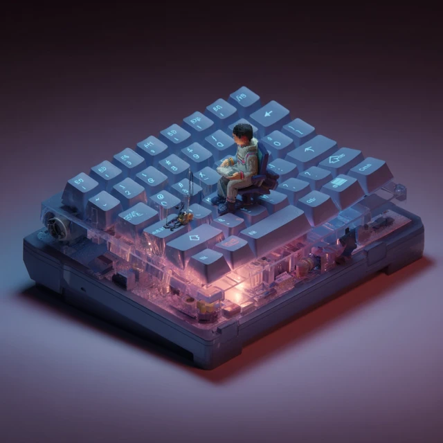 Isometric 3D Illustration: Gamer in Mini Cockpit