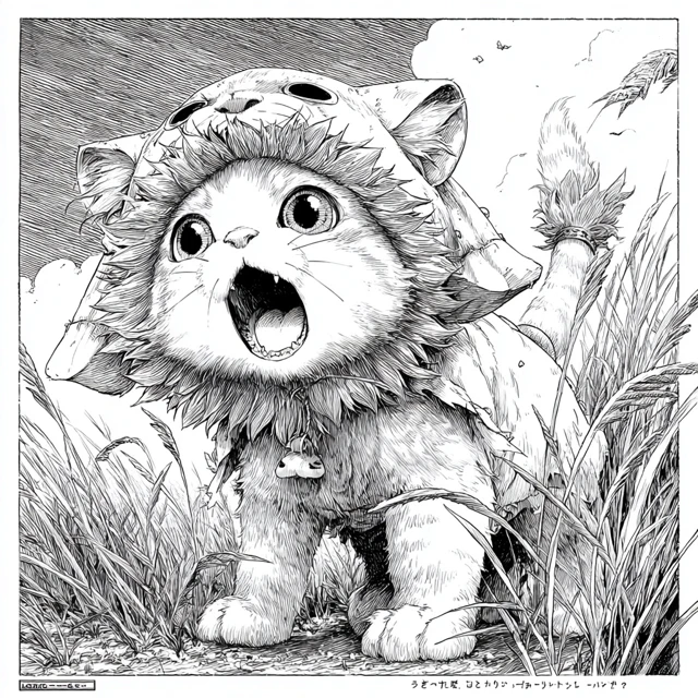 Manga Cat in Lion Costume Savannah Roar