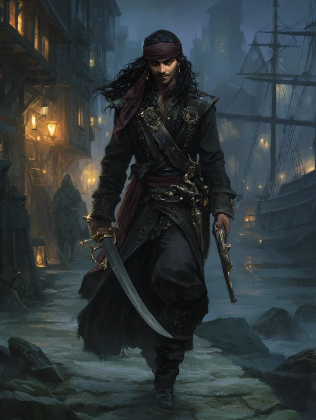 Mischievous Pirate Portrait: Night City Adventure
