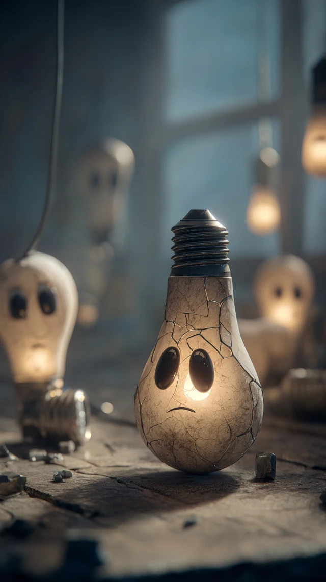 Sad Light Bulb A Melancholic 3D Scene
