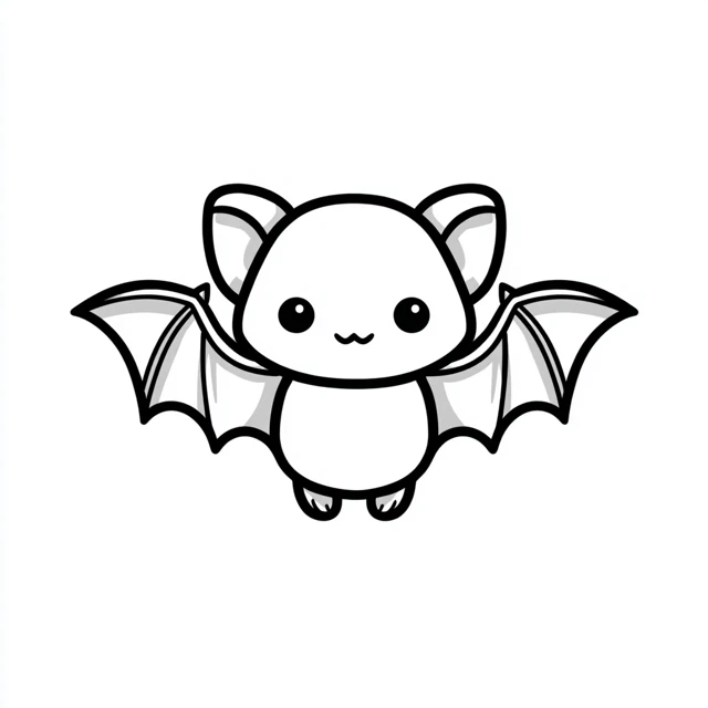 Kawaii Bat Icon for Coloring Childrens Books