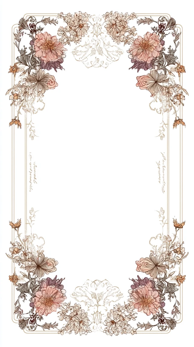 Boho Wedding Invitation Art Nouveau Floral Design