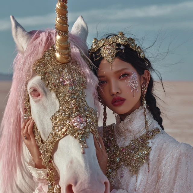Asian Woman Unicorn Fantasy Portrait