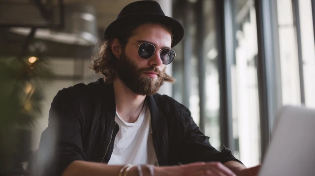 Male Blogger Working on Laptop Millennial Lifestyle