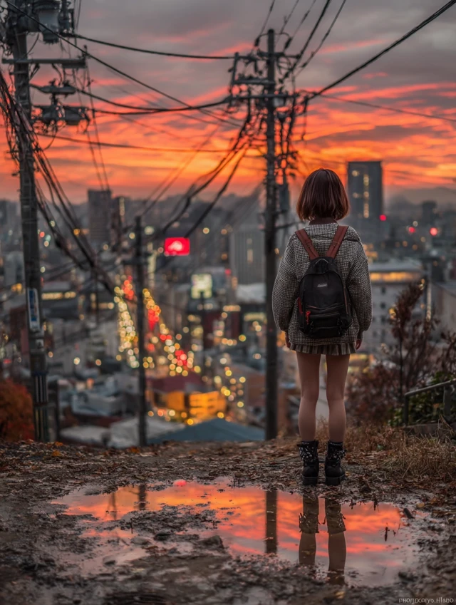 Girl at Sunset Overlook