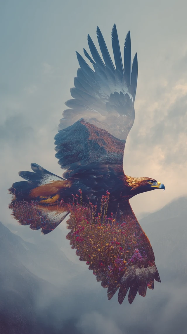 Majestic Eagle Double Exposure Art