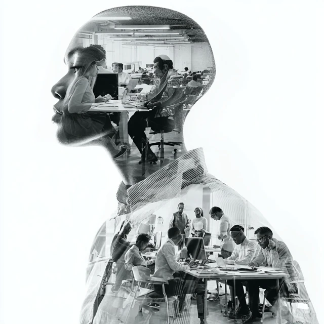 Double Exposure Portrait African Business Man