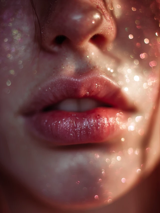 Womans Lips Close Up Macro Bokeh