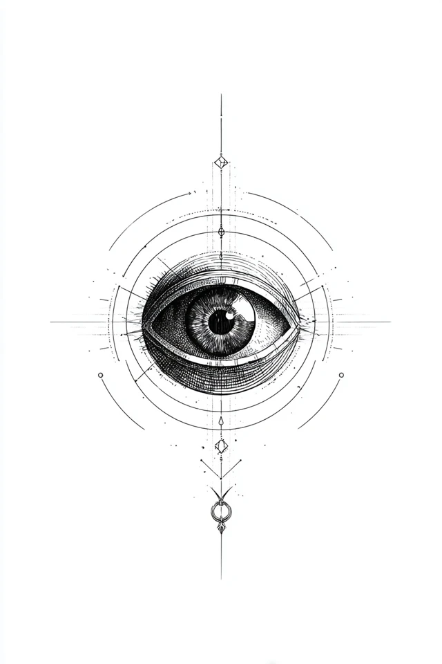 Eye Tattoo Design with Geometric Details