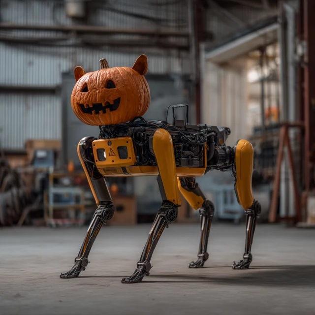 Boston Dynamics Robot Dog Halloween Jack O Lantern