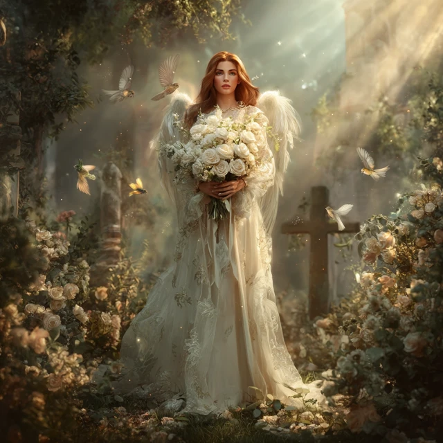 Angel in Enchanted Garden Cinematic Photography