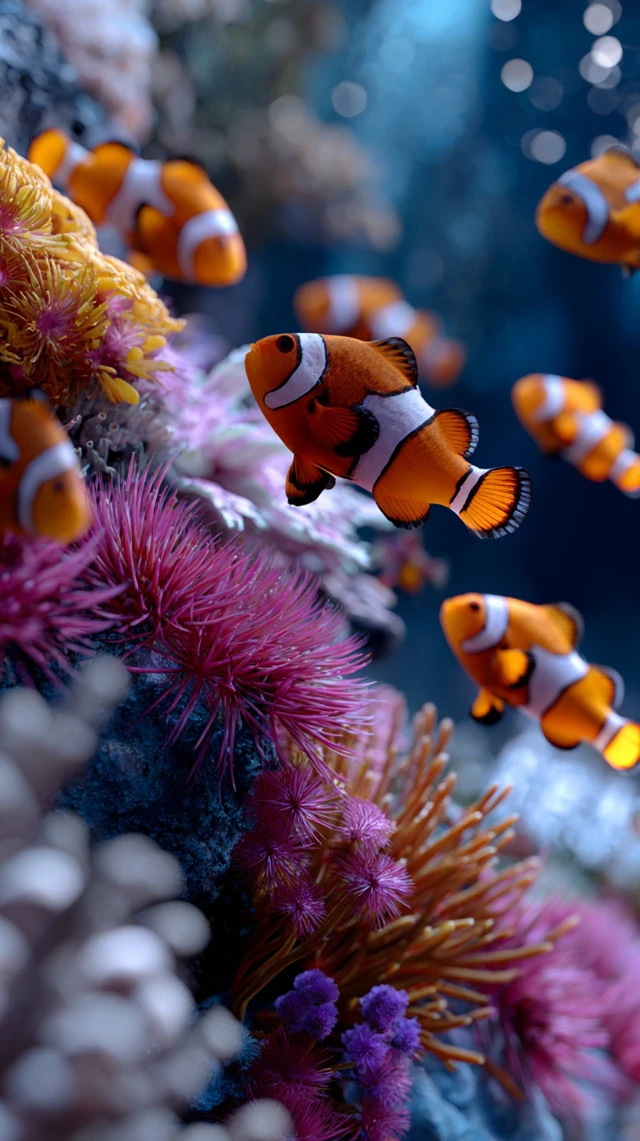 Vibrant Underwater Clownfish Reef Scene