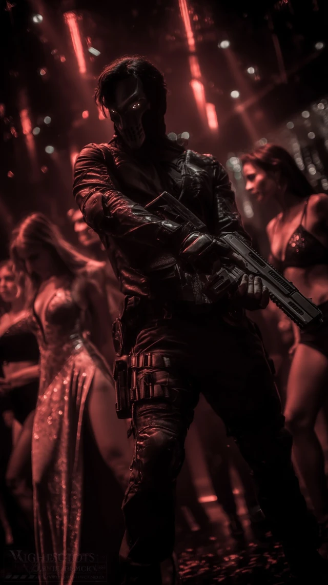 SciFi Soldier Agent in Nightclub Action