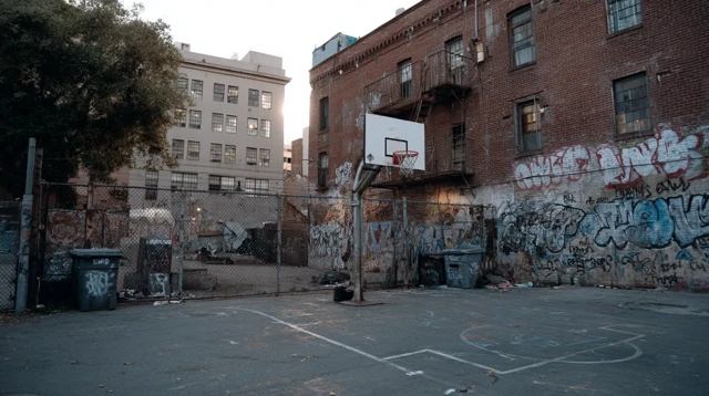 Downtown LA Basketball Sunset Golden Hour