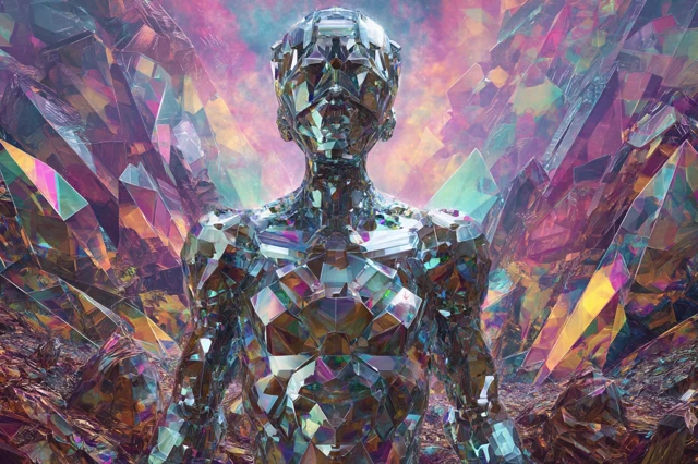 Fractal Glass Being in Alien World Artwork