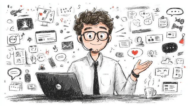 Helpdesk Assistant Illustration Support and Communication
