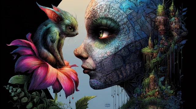 Vivid Fae Spirit Art Intricate Patterns and Colors