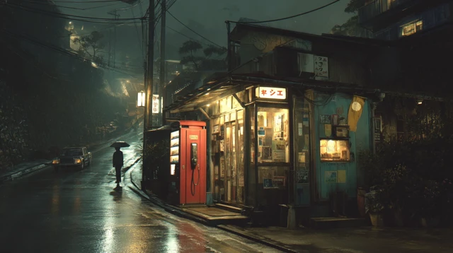 Rainy Japanese Alleyway Nostalgic Scene