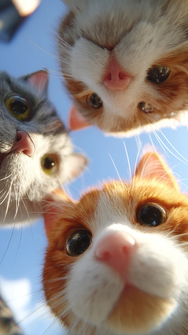 Cute Cats Looking Down Close Up Shot