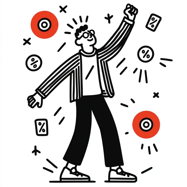 Happy Man Celebrating Achievement Illustration