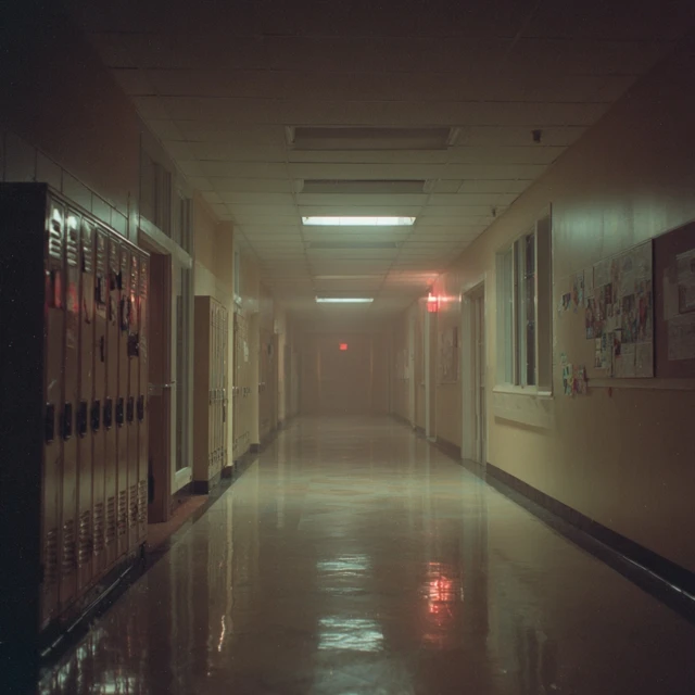 Empty School Hallway Dreamlike Surreal Atmosphere