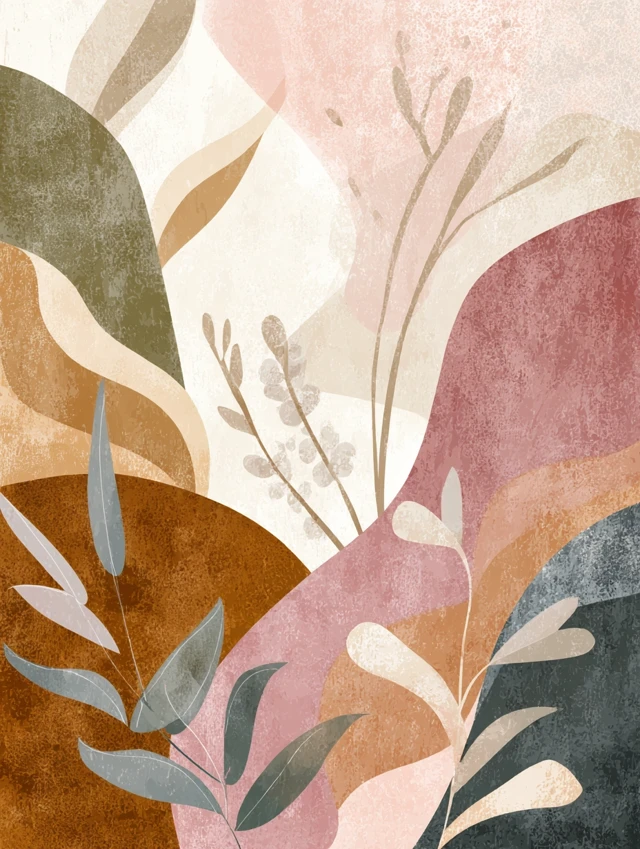 Modern Boho Abstract Art Print Earthy Tones