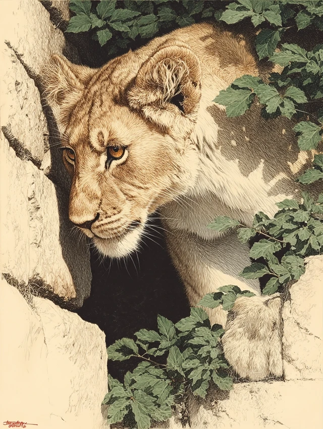 Wildlife Art Lion Cub by Ian Carl Brenders