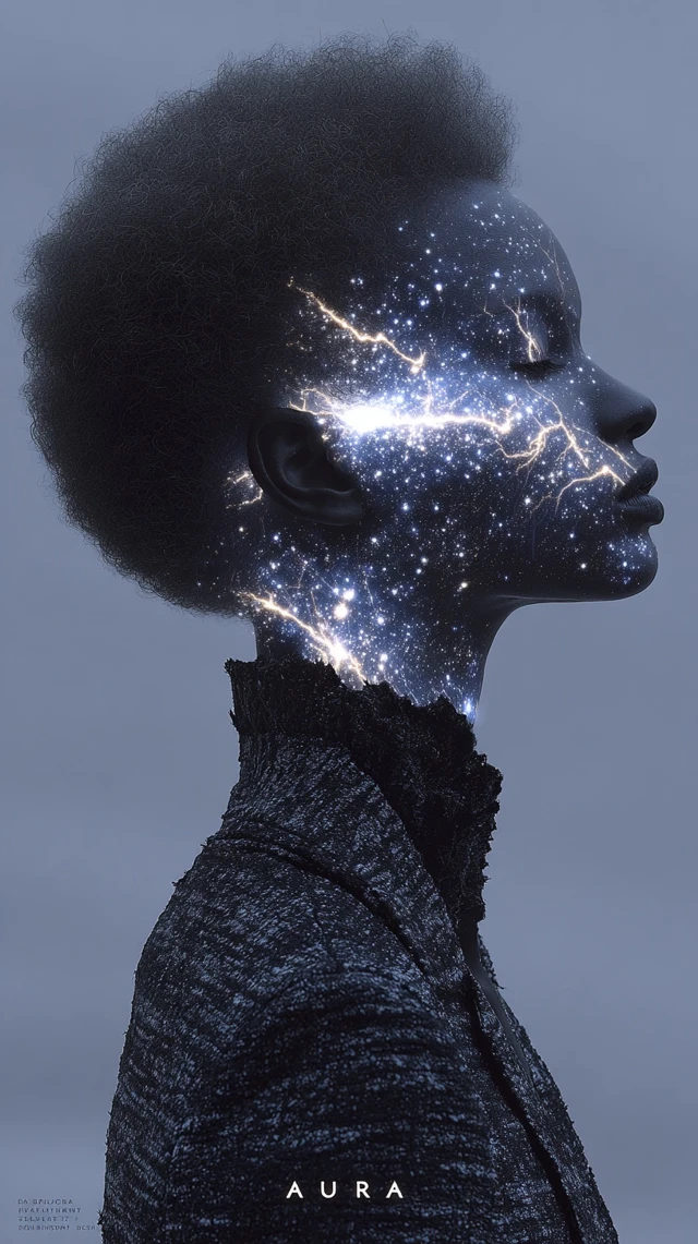 Surreal Portrait of Cosmic Aura