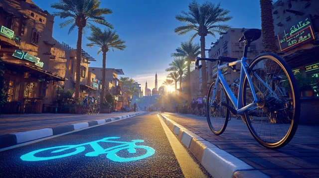 Cycling in Saudi Arabia Cinematic Street Scene