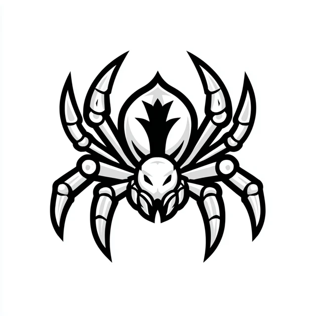 Spider Mascot Logo Black and White Cartoon Sports